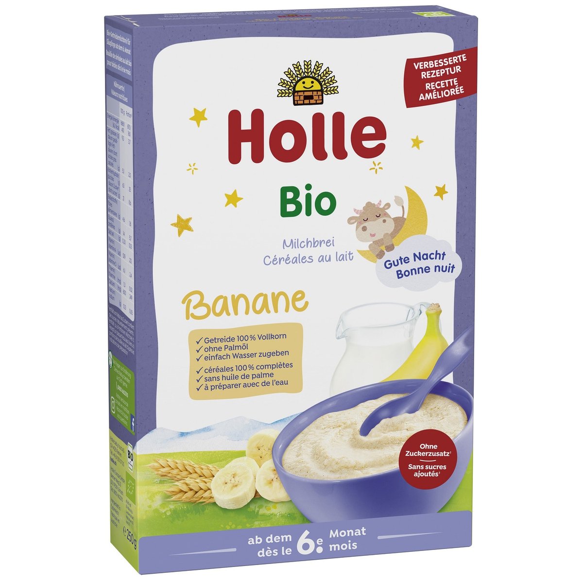 Holle BIO Banánová mléčná kaše vhodná od 6. měsíce věku