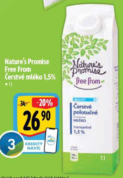 Nature's Promise Free From Čerstvé mléko 1,5%, 1 l