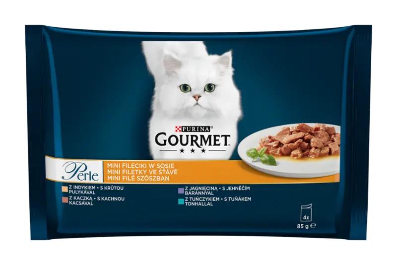 Gourmet Kapsičky pro kočky Perle mini filetky ve šťávě multipack 4 x 85g, 340 g