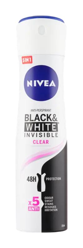 NIVEA Antiperspirant sprej Black & White Invisible Clear, 150 ml