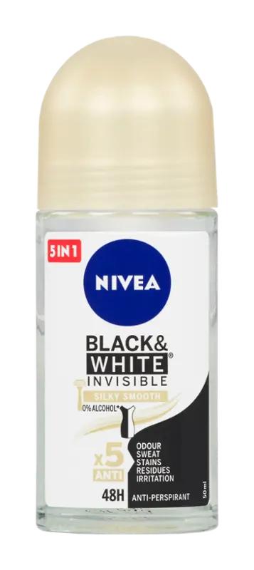 NIVEA Antiperspirant roll-on Black & White Invisible Silky Smooth, 50 ml