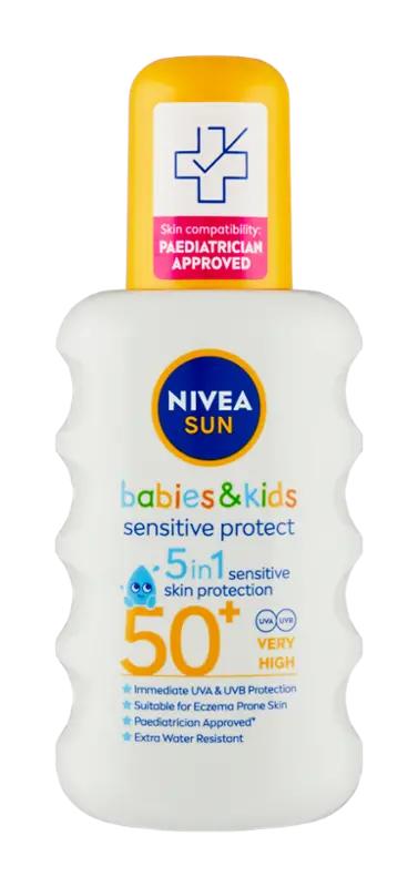 NIVEA Dětský sprej na opalování Sensitive Protect & Care SPF50+, 200 ml