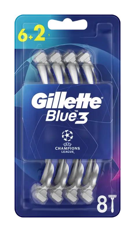 Gillette Pánské holítko Blue3 Football Pánské 6+2 ks, 8 ks