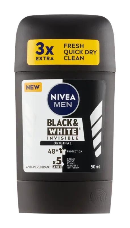 NIVEA Men Tuhý antiperspirant Black&White Invisible Original, 50 ml