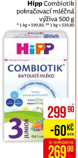 Hipp Combiotik pokračovací mléčná výživa 500 g 