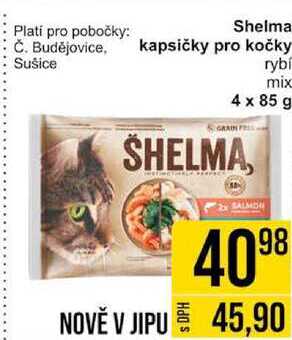 Shelma kapsičky pro kočky rybi, 4 x 85 g 