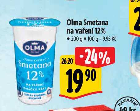  Olma Smetana na vaření 12%  200 g  v akci