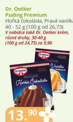 Dr. Oetker Puding Premium Hořká čokoláda, Pravá vanilka 40-52 g 