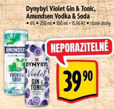 Dynybyl Violet Gin & Tonic, Amundsen Vodka & Soda, 250 ml v akci