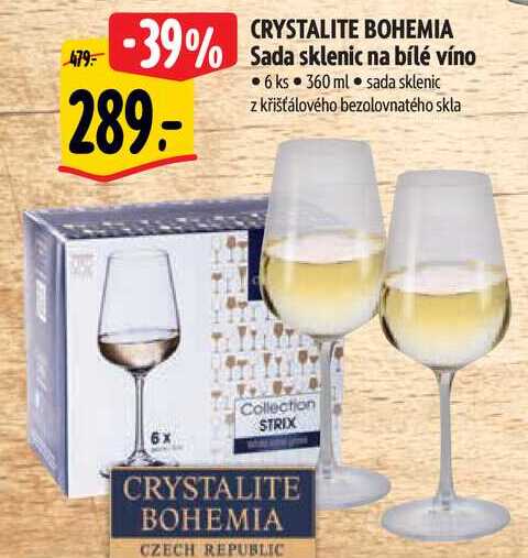 CRYSTALITE BOHEMIA Sada sklenic na bílé víno, 6 ks
