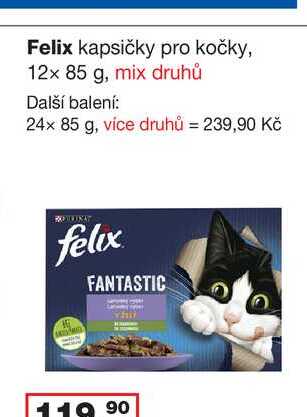 Felix kapsičky pro kočky, 12x 85 g, mix druhů 
