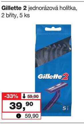 Gillette 2 jednorázová holítka, 2 břity, 5 ks 
