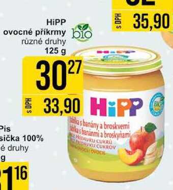 HiPP ovocné příkrmy bio různé druhy, 125 g 