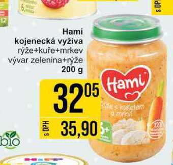 Hami kojenecká vyživa rýže+kuře+mrkev, 200 g