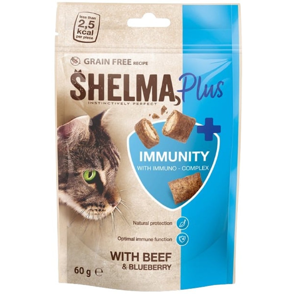 Shelma Immunity bezobilné polštářky pro kočku hovězí a borůvky