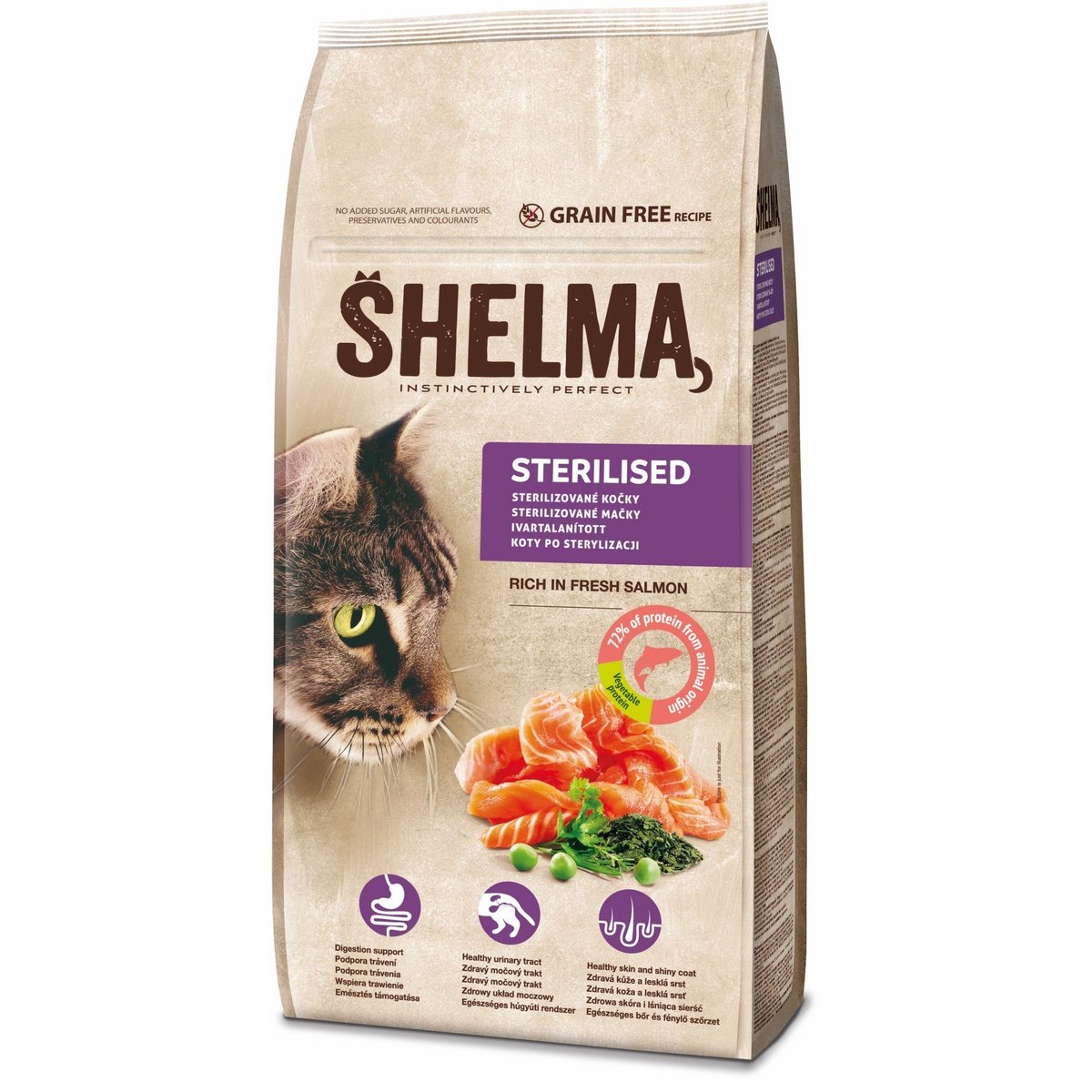 Shelma Bezobilné STERILLE granule s čerstvým lososem pro dospělé kočky