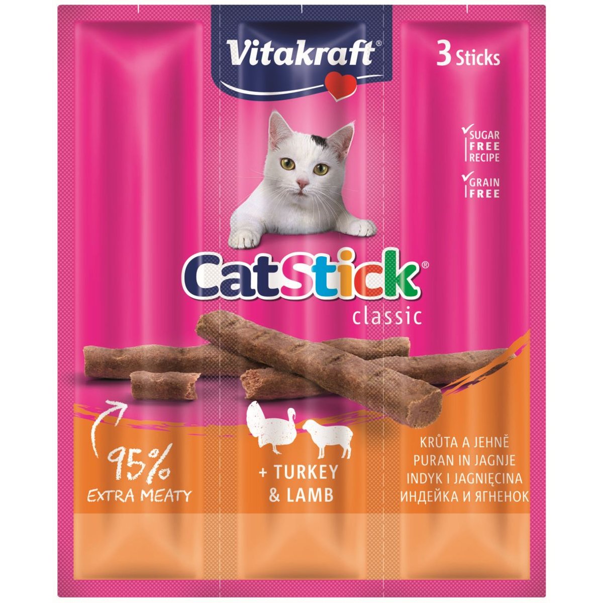Vitakraft CatStick Mini Tyčinka s krůtím a jehněčím pamlsek pro kočky