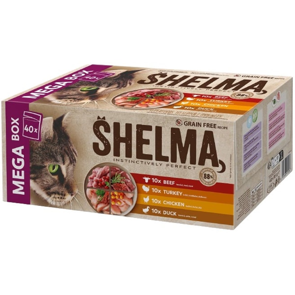 Shelma Bezobilné dušené filetky pro kočky (40×85 g)