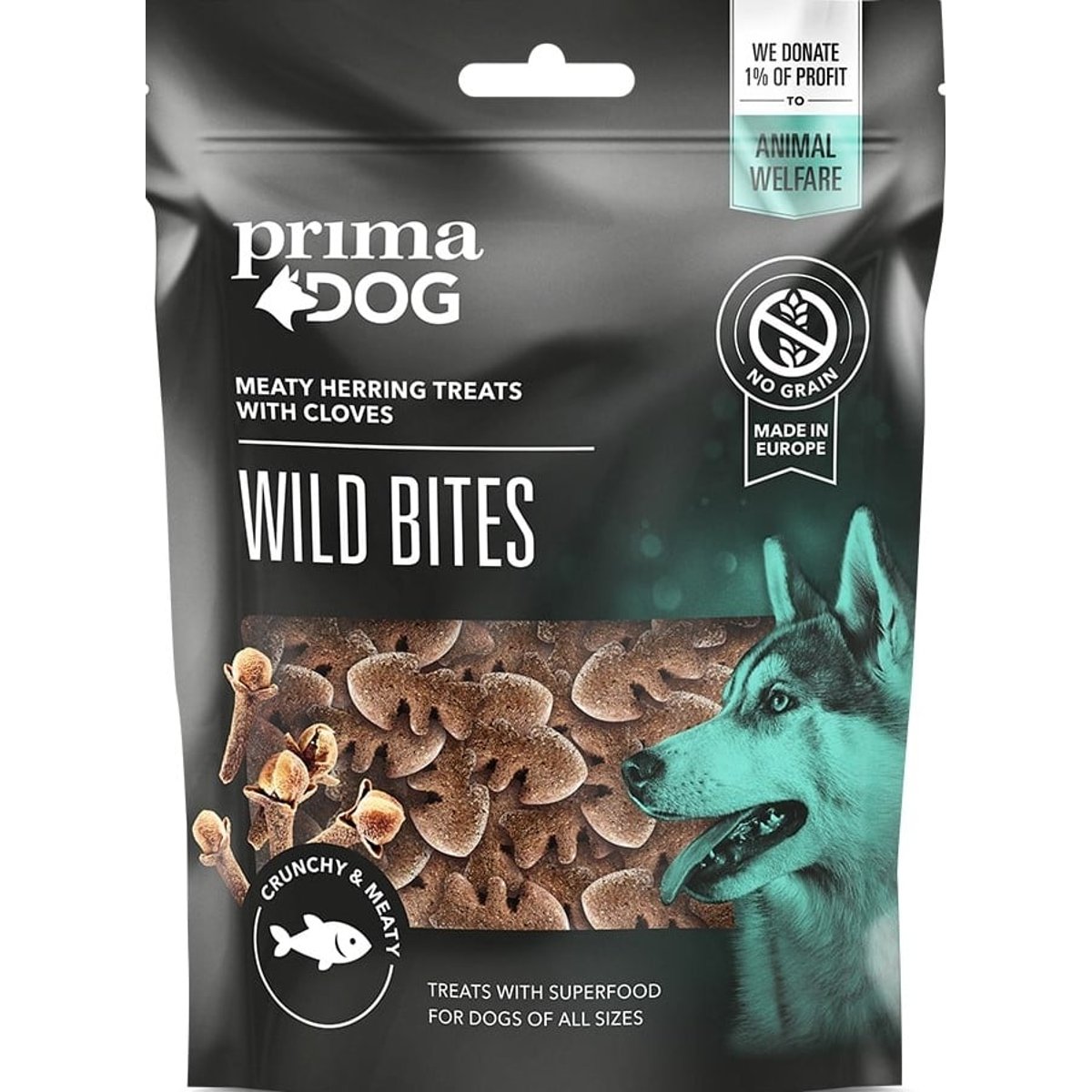 PrimaDog Wild Bites pamlsek pro psy se sleděm a hřebíčkem