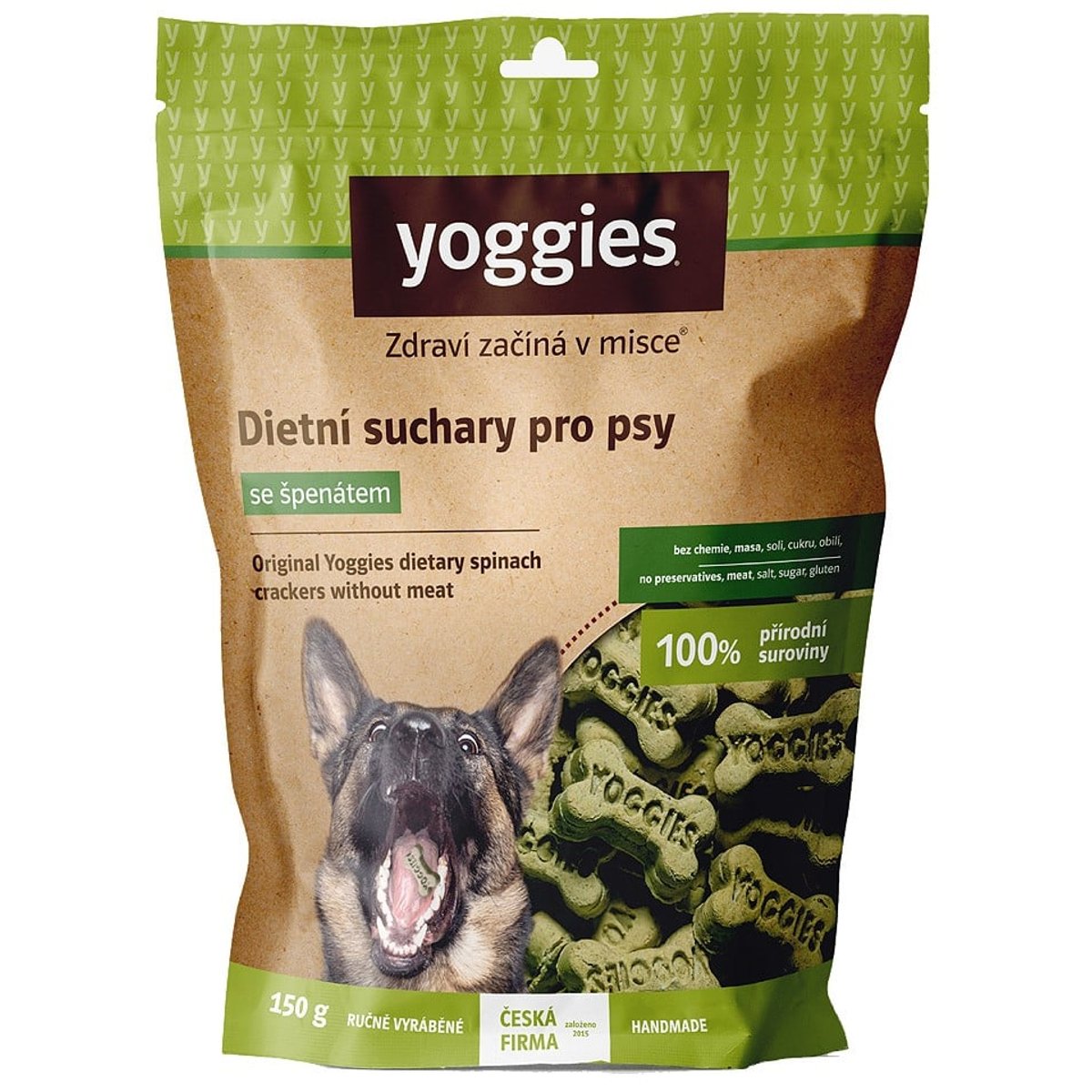 Yoggies Dietní suchary pro psy se špenátem