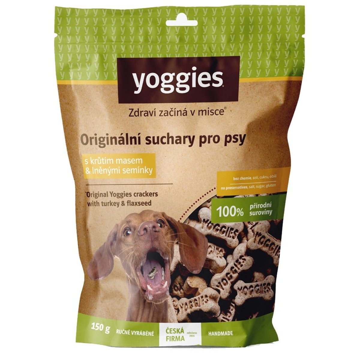 Yoggies Originální suchary pro psy s krůtím masem & lněnými semínky