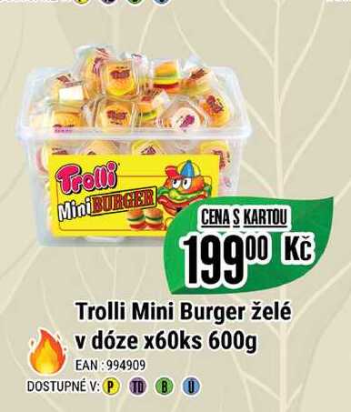 Trolli Mini Burger želé v dóze x60ks 600g  