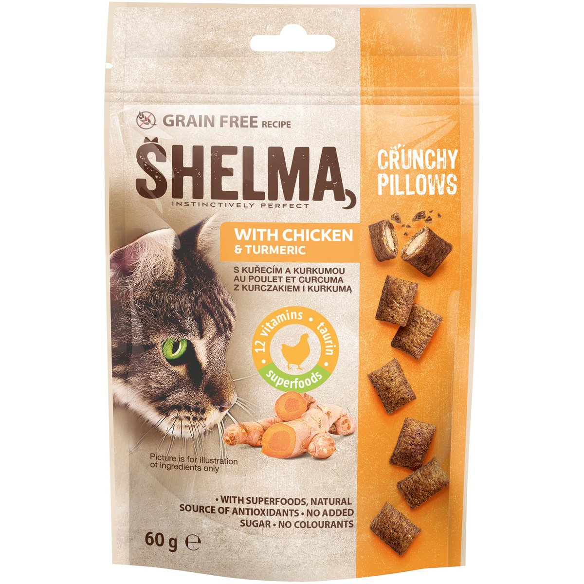 Shelma Bezobilné polštářky pro kočku kuře a kurkuma