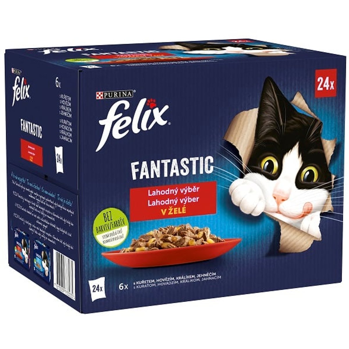 Felix Fantastic Kapsičky masový výběr v želé pro kočky (24×85 g)