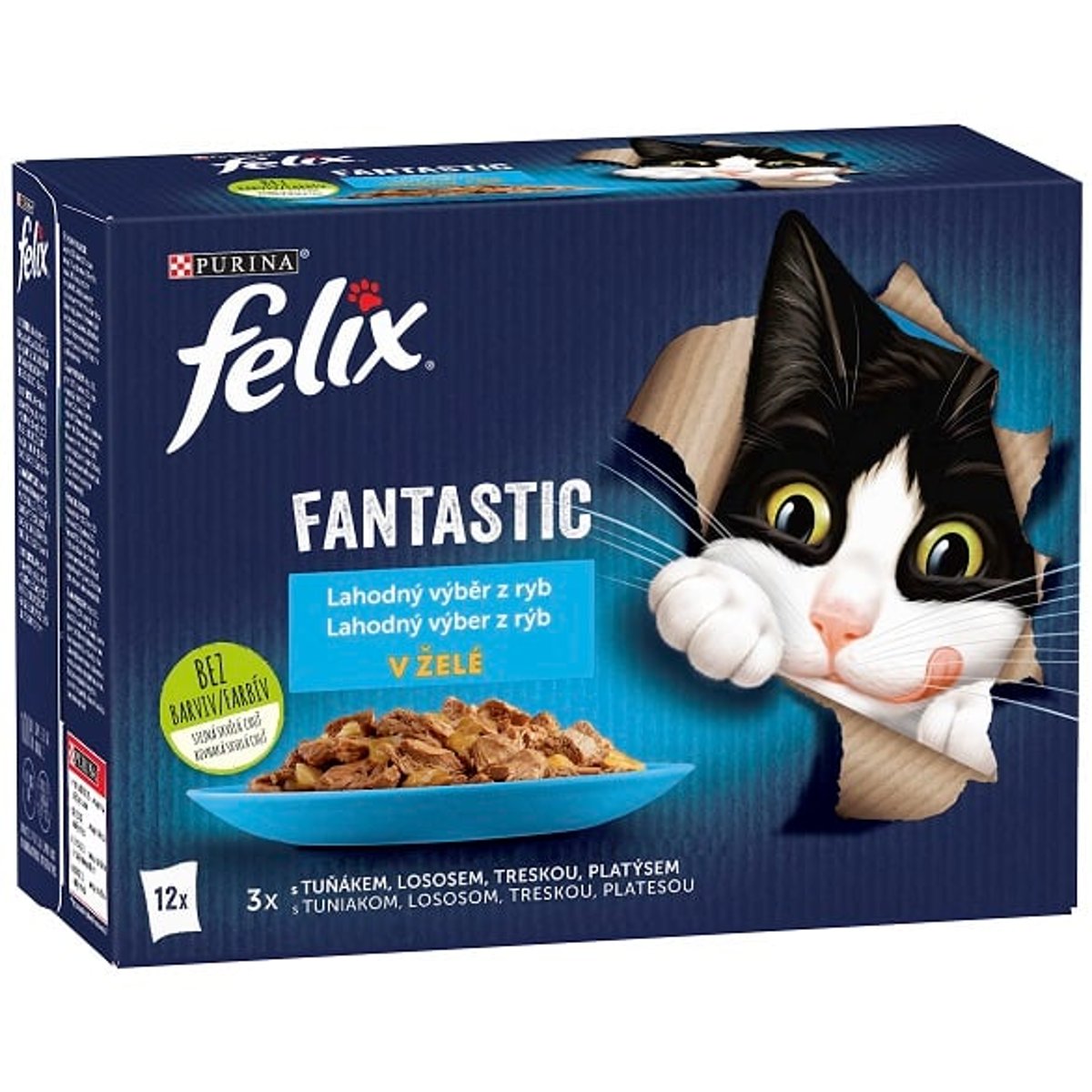 Felix Fantastic Kapsičky výběr z ryb v želé pro kočky (12×85 g)