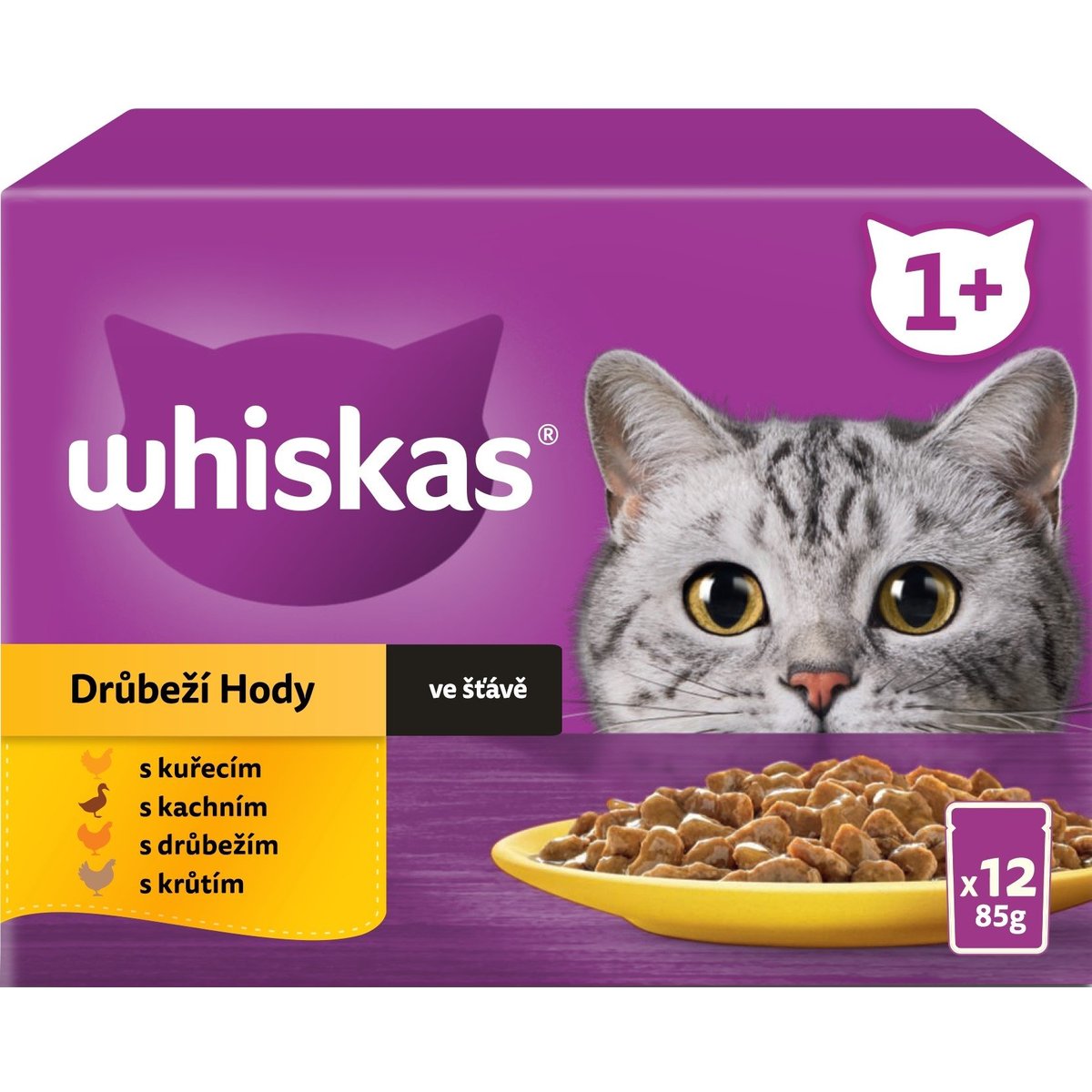 Whiskas Kapsičky pro dospělé kočky drůbeží výběr ve šťávě 12×85 g
