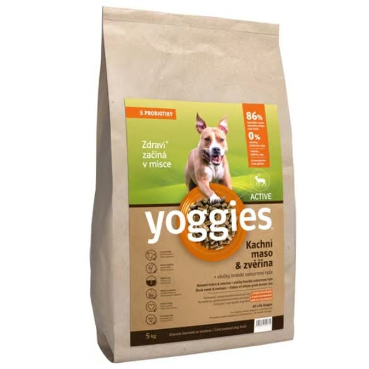 Yoggies Active Kachní maso a zvěřina – granule pro psy s probiotiky