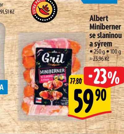  Albert Miniberner se slaninou a sýrem 250 g  