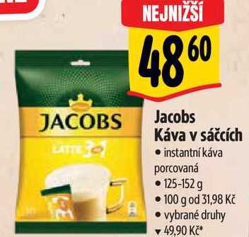 Jacobs Káva v sáčcích, 125-152 g  v akci