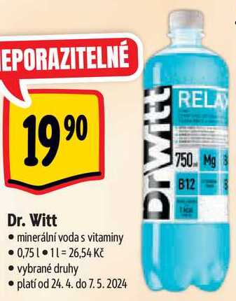 Dr. Witt minerální voda, 0,75 l 