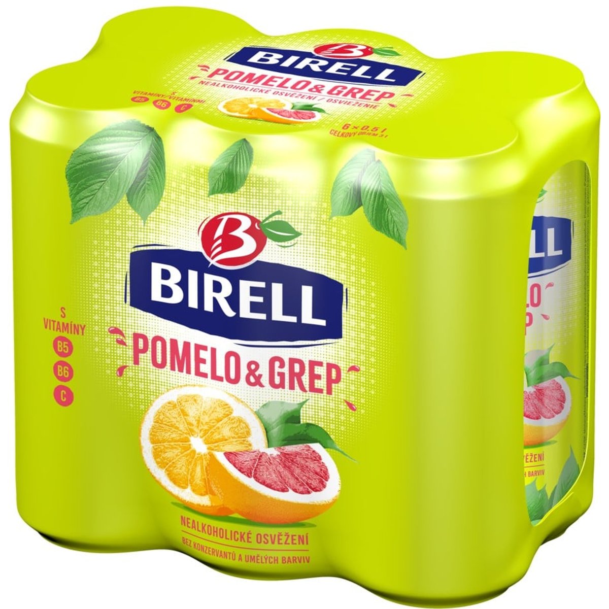 Birell Pomelo & grep nealkoholický 6×0,5 l plech