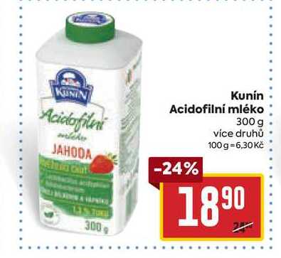 Kunín Acidofilní mléko 300 g v akci