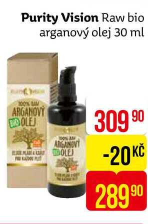 Purity Vision Raw bio arganový olej 30 ml 