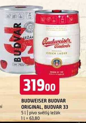 Budweiser Budvar Světlý ležák pivo sud 5l 