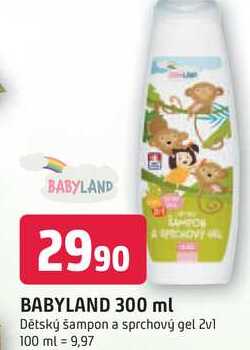 BABYLAND 300 ml Dětský šampon a sprchový gel 2v1 