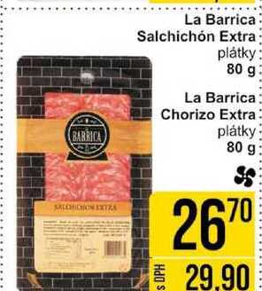La Barrica Salchichón Extra plátky 80 g La Barrica Chorizo Extra plátky 80 g