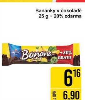 Banánky v čokoládě 25 g + 20% zdarma 