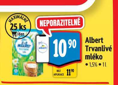  Albert Trvanlivé mléko 1,5% 1 l