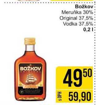 Božkov Meruňka 30% Original 37,5% Vodka 37,5% 0,2l