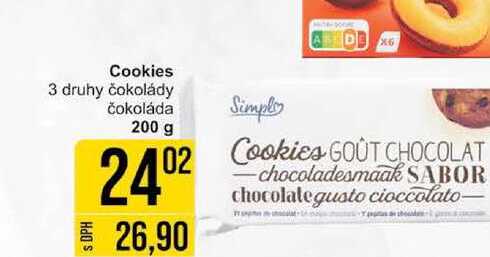 Cookies 3 druhy čokolády čokoláda 200 g 