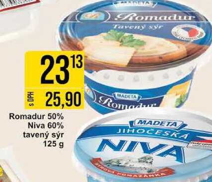 Romadur 50% Niva 60% tavený sýr 125 g
