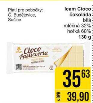 Icam Cioco čokoláda bílá mléčná 32% hořká 60% 130 g 