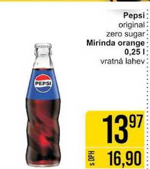  Pepsi original zero sugar Mirinda orange 0,25l