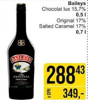Baileys: Chocolat lux 15,7% 0,5l Original 17% Salted Caramel 17% 0,7l