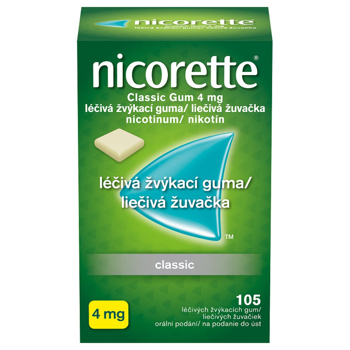 NICORETTE CLASSIC GUM 4MG Léčivá žvýkací guma 105