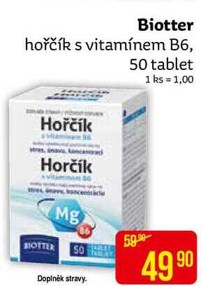 Biotter hořčík s vitamínem B6, 50 tablet 